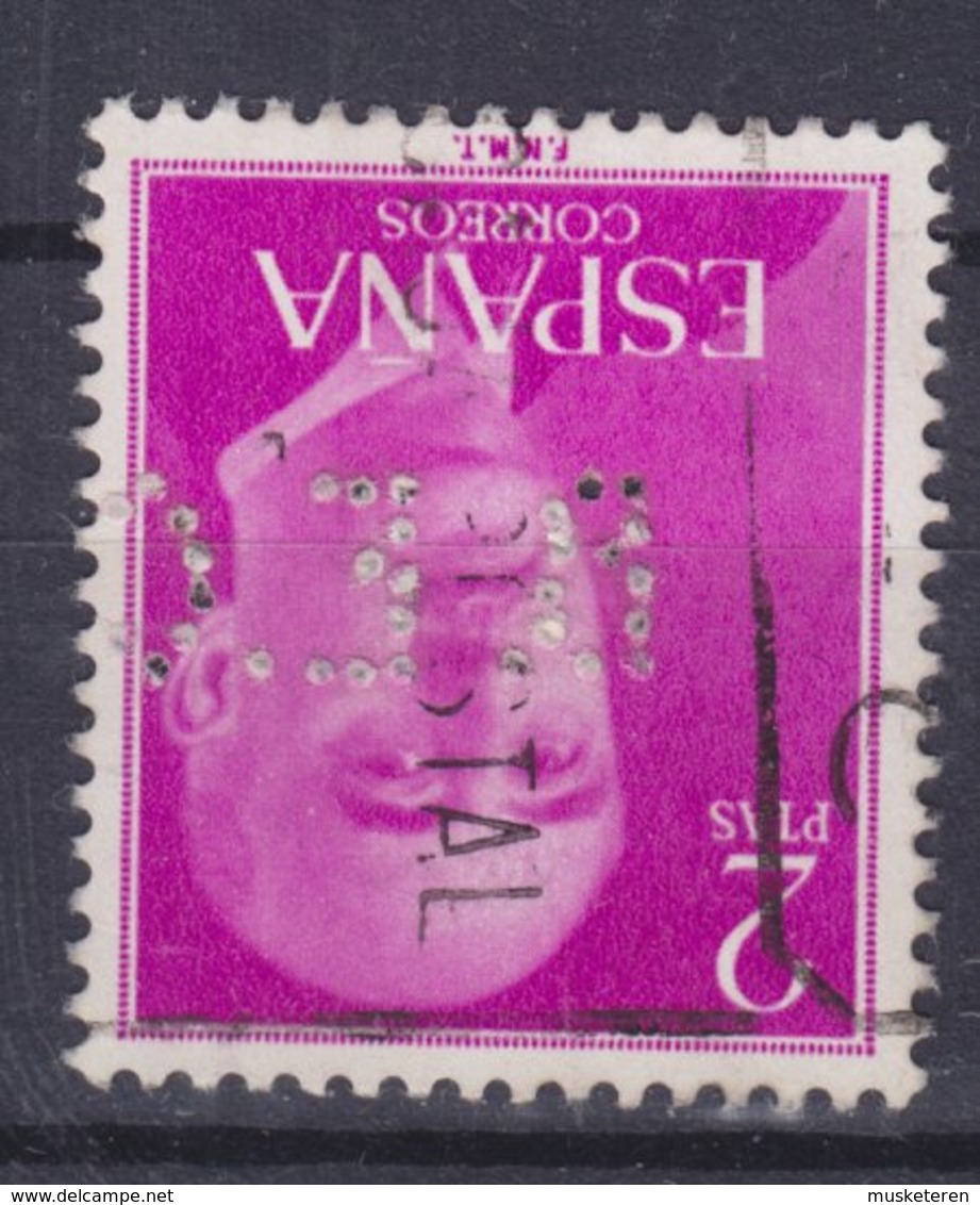 Spain Perfin Perforé Lochung 'B.E.C.'  2 Ptas Franco Stamp (2 Scans) - Variedades & Curiosidades