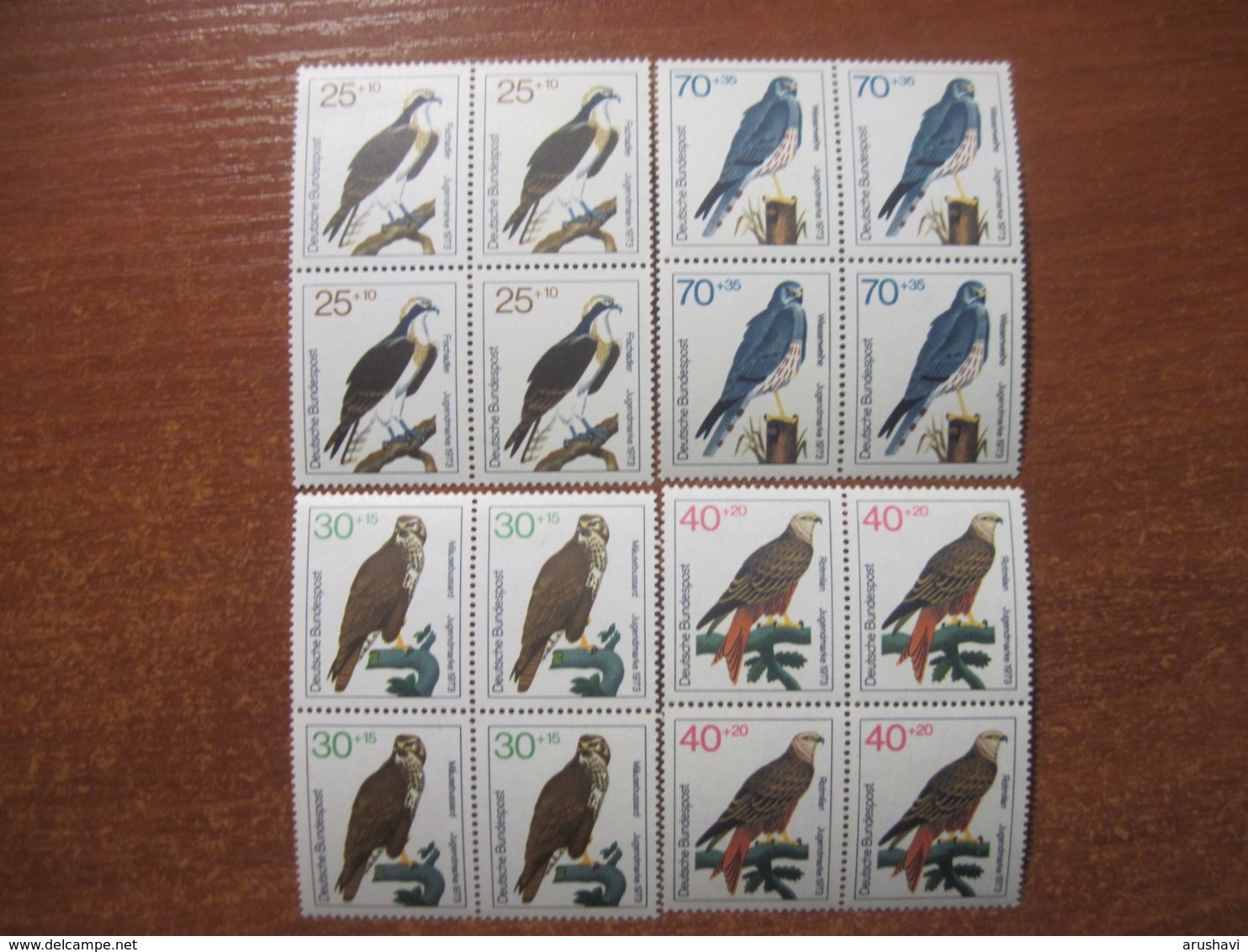 Germany 1973 Fauna Birds Of Prey Blocks Of 4 MNH - Unused Stamps