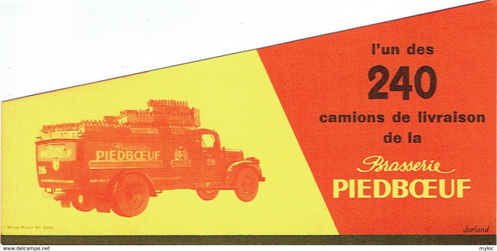 Ancienne Publicité Bière. Brasserie Piedboeuf. Photo D'un Camion De Livraison. - Publicités