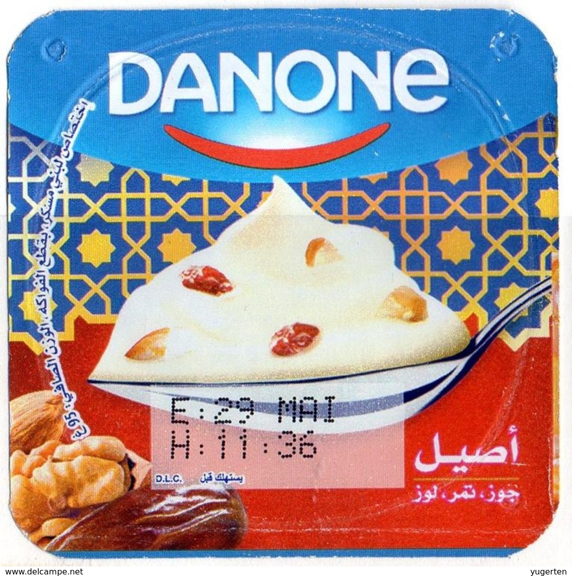 Opercule Cover Yaourt Yogurt " Danone " Dattes Amandes Dates - Almonds Yoghurt Yoghourt Yahourt Yogourt - Koffiemelk-bekertjes