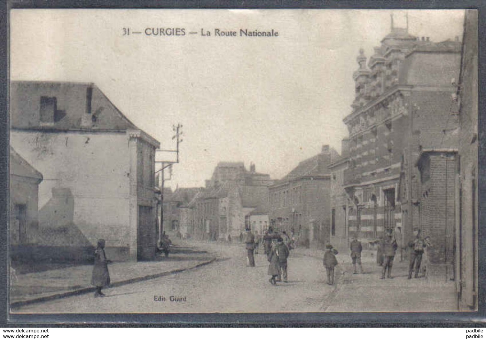 Carte Postale 59. Curgies  La Route Nationale  Trés Beau Plan - Autres & Non Classés