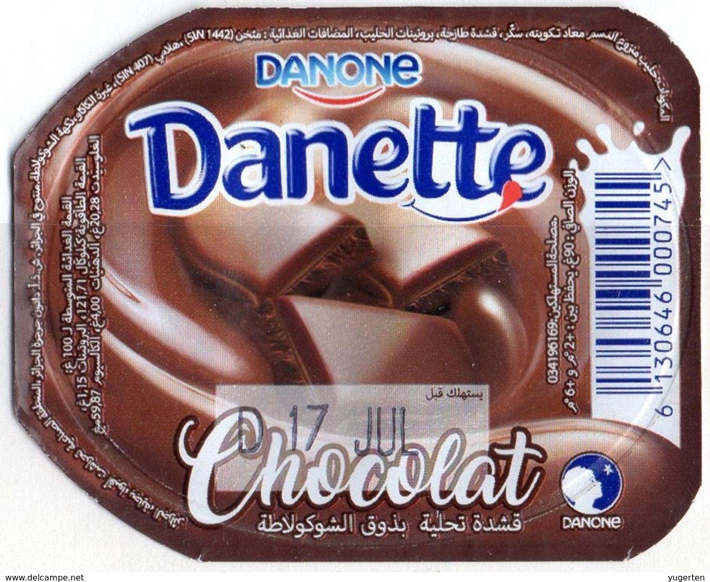 Opercule Cover Yaourt Yogurt " Danone " Danette - Chocolat Chocolate Yoghurt Yoghourt Yahourt Yogourt - Opercules De Lait