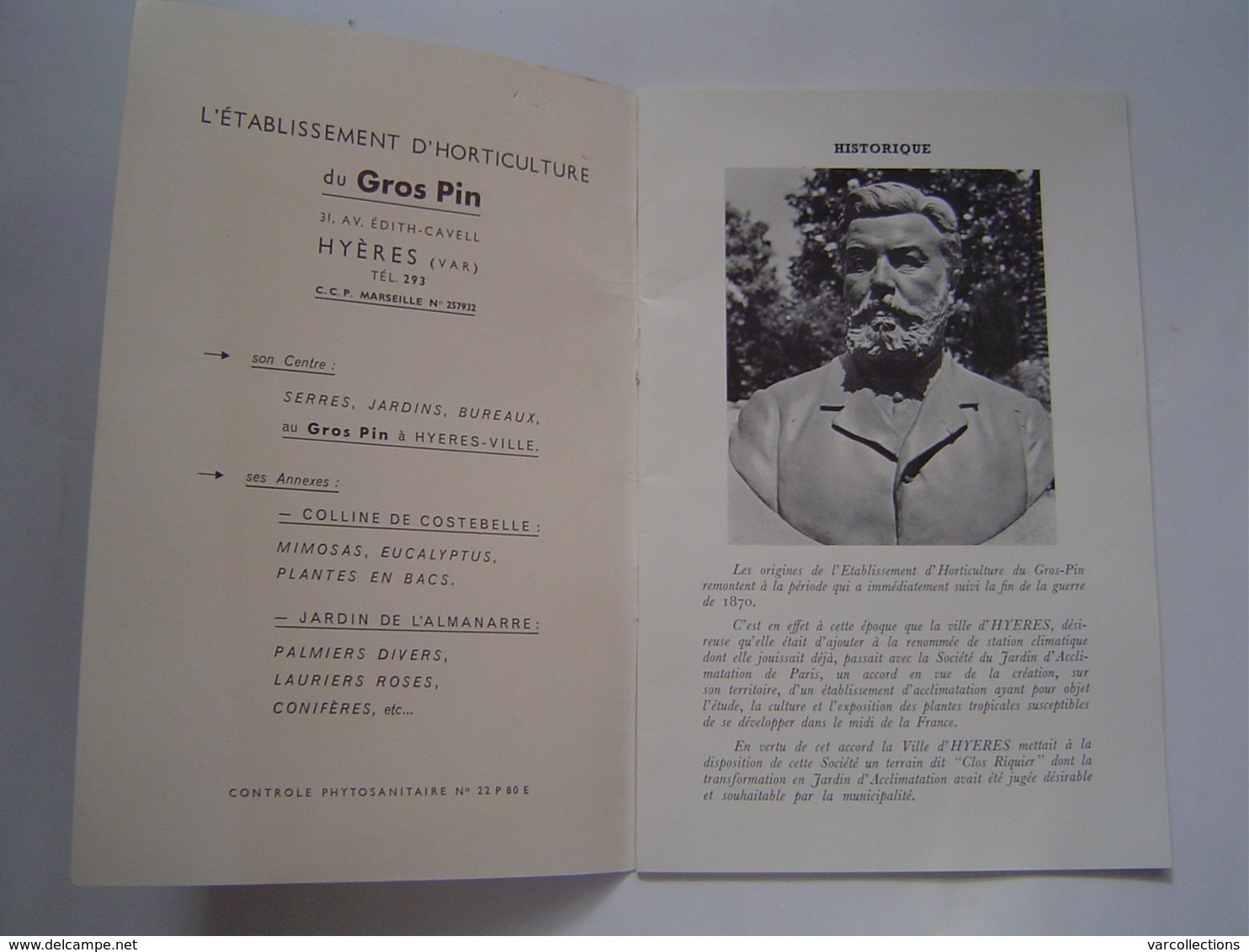 PUBLICITE 1964 : BROCHURE ETS HORTICOLE DU GROS PIN / HYERES - Pubblicitari