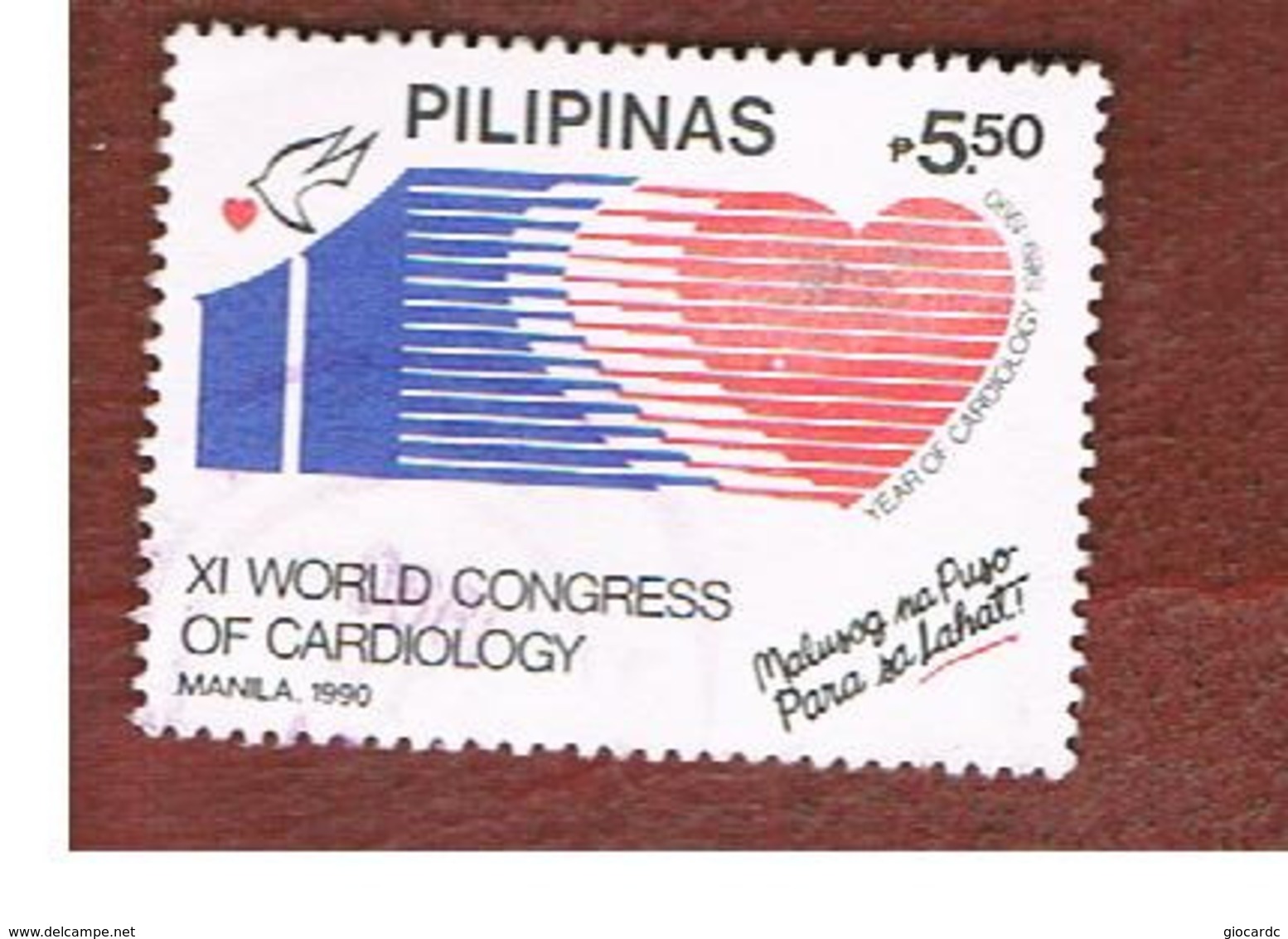 FILIPPINE (PHILIPPINES) - SG 2197 -  1990 WORLD CARDIOLOGY CONGRESS - USED ° - Philippines