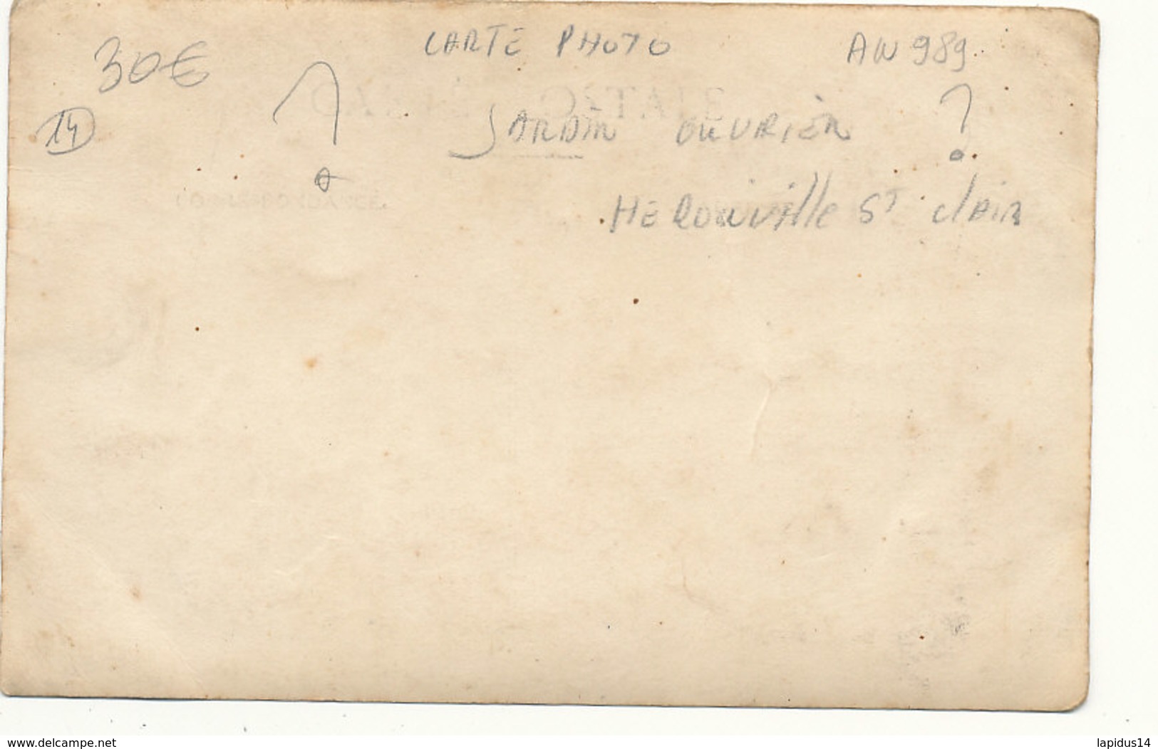 AN 989 /  CARTE PHOTO   NON SITUEE   JARDIN OUVRIER - A Identifier