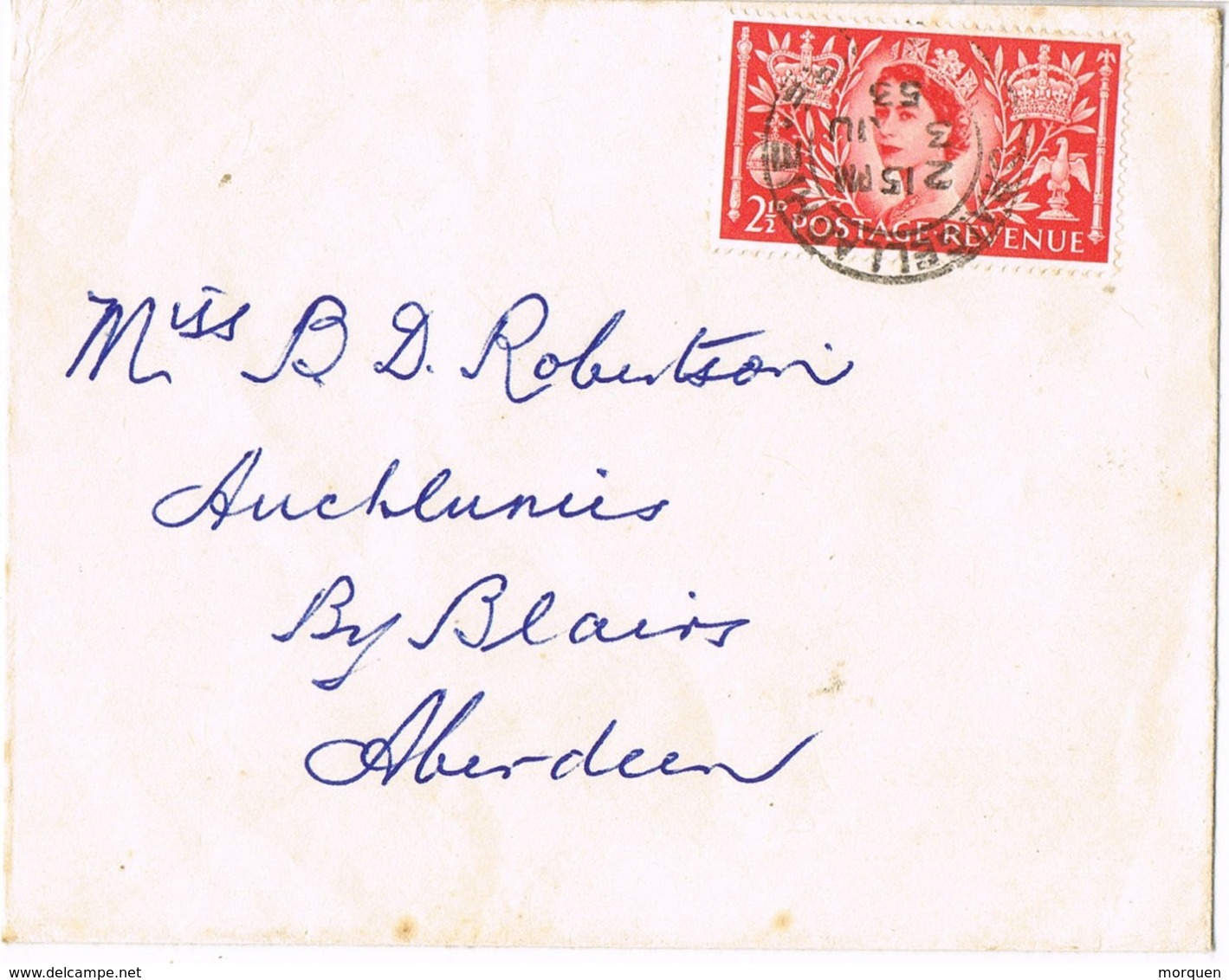 33975. Carta CRAIGELLACHIE (Moray) Scotland  1953 To Blairs - Cartas & Documentos