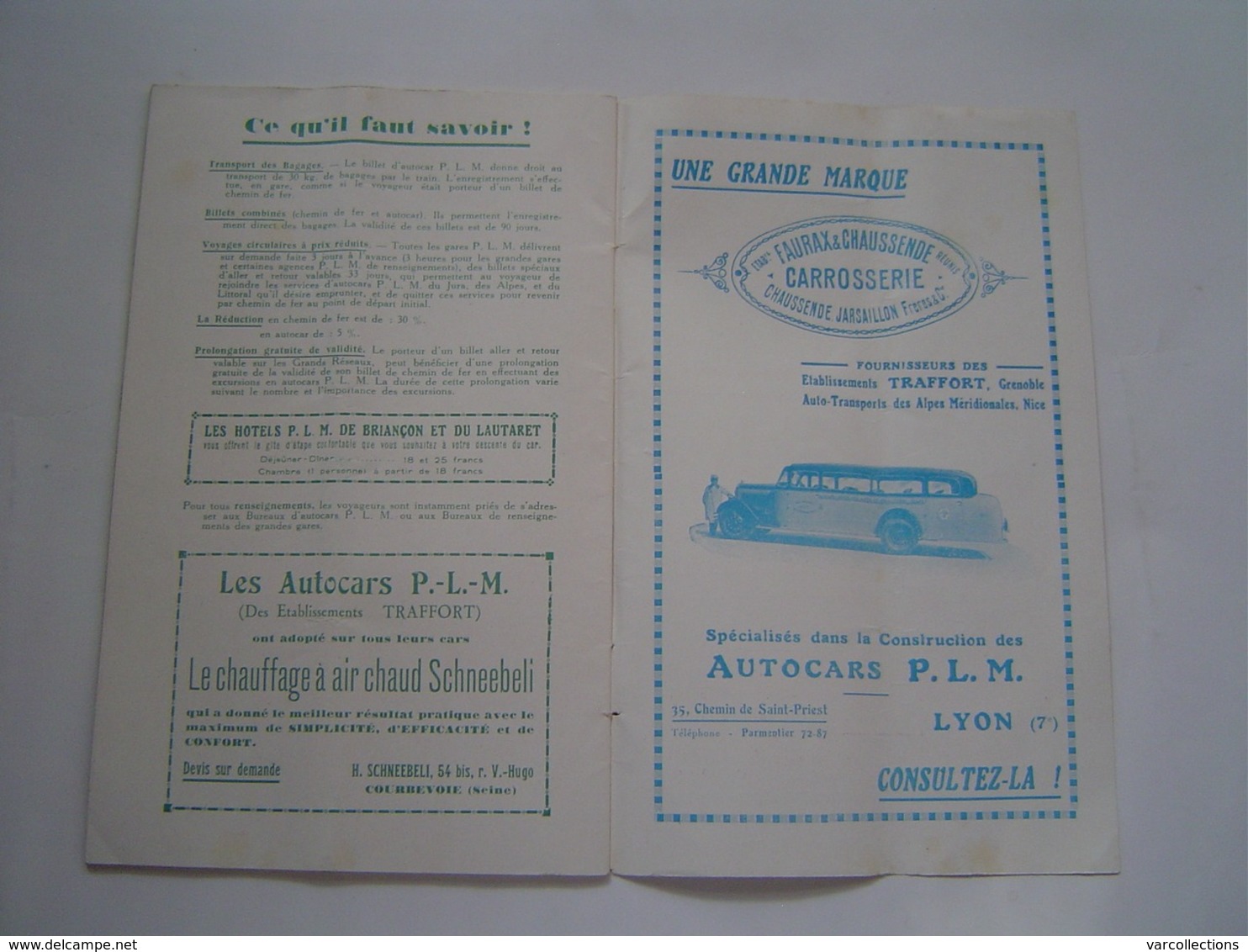 PUBLICITE 1935 : BROCHURE TOURISME PROVENCE - ALPES / AUTOCARS PLM ( TRAFFORT - GRENOBLE / ATAM - NICE ) - Dépliants Touristiques