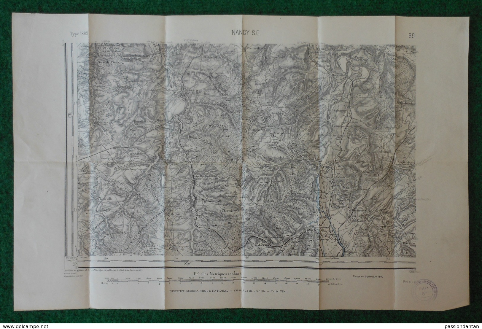 Carte Géographique De Type 1889 - Houdelaincourt - Pagny La Blanche Côté - Grand - Harchéchamp Et Environs - Cartes Géographiques