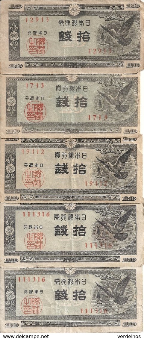 JAPON 10 SEN ND1947 VF P 84 ( 5 Billets ) - Japon