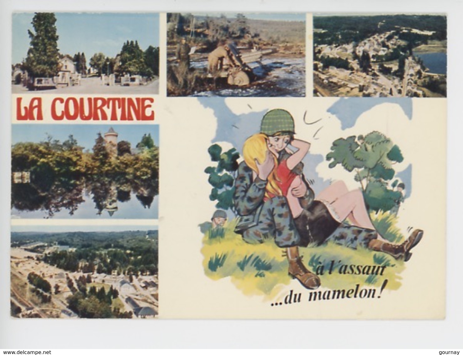 La Courtine (Creuse) Militaria "a L'assaut Du Mamelon" Entrée Camp, Char, Aérienne Lac Chateauvert, Bureau Intendance - Humour