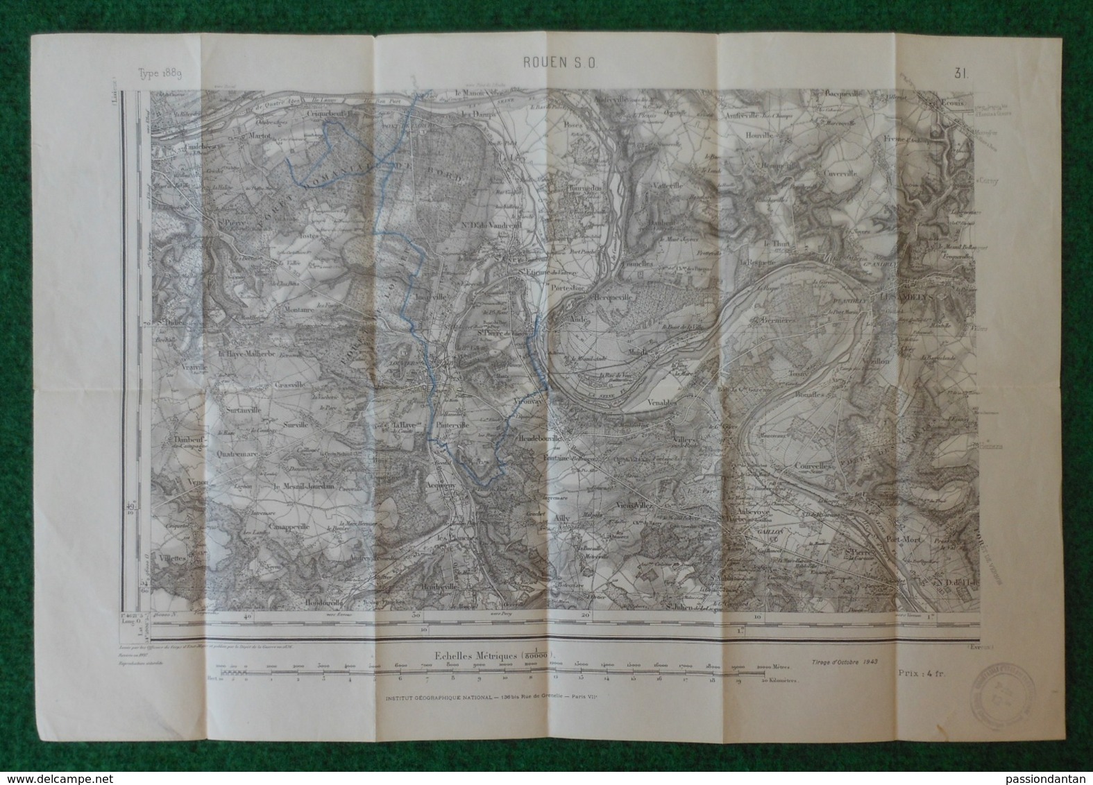 Carte Géographique De Type 1889 - Caudebec Lès Elbeuf - Écouis - Vironvay - Ailly - Villettes - Port Mort Et Environs - Cartes Géographiques