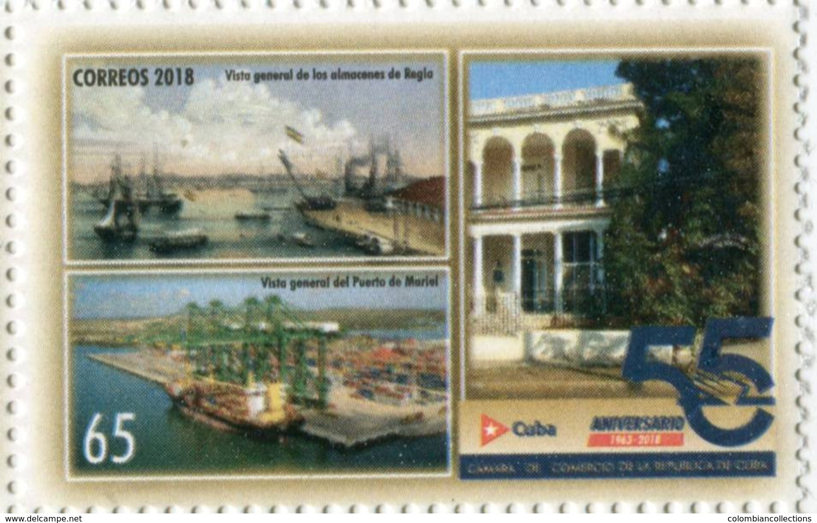 Lote CU2018-2, Cuba, 2018, Sello, Stamp, Aniv 55 De La Camara De Comercio De Cuba, Commerce, Port, Sailboat - Otros & Sin Clasificación