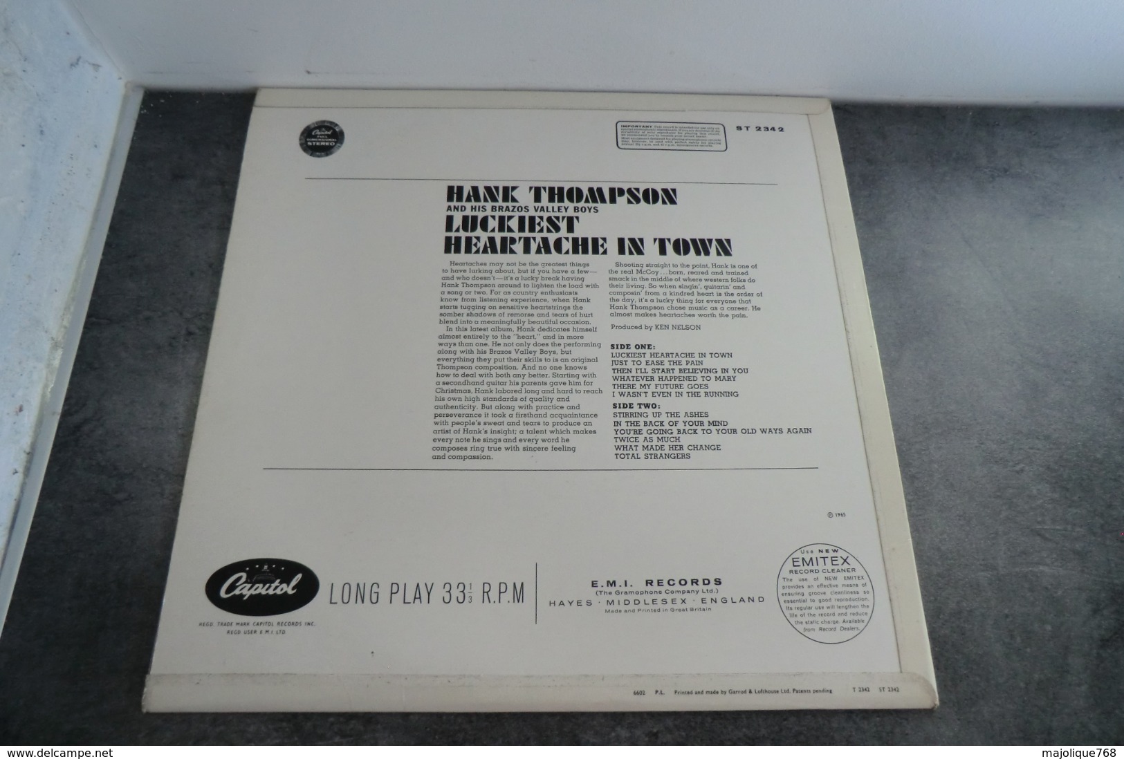 Disque 33 Cm De Hank Thompson And His Brazos Valley Boys - Luckiest Heartache In Town - Capitol ST 2342 - Country & Folk