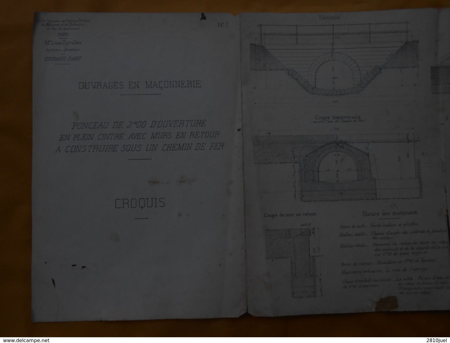 Ouvrages En Maçonnerie- 4 Croquis - Aqueduc - Ponceau -Pont Canal - Ecole Des Travaux Publics Léon Eyrolles- - Travaux Publics