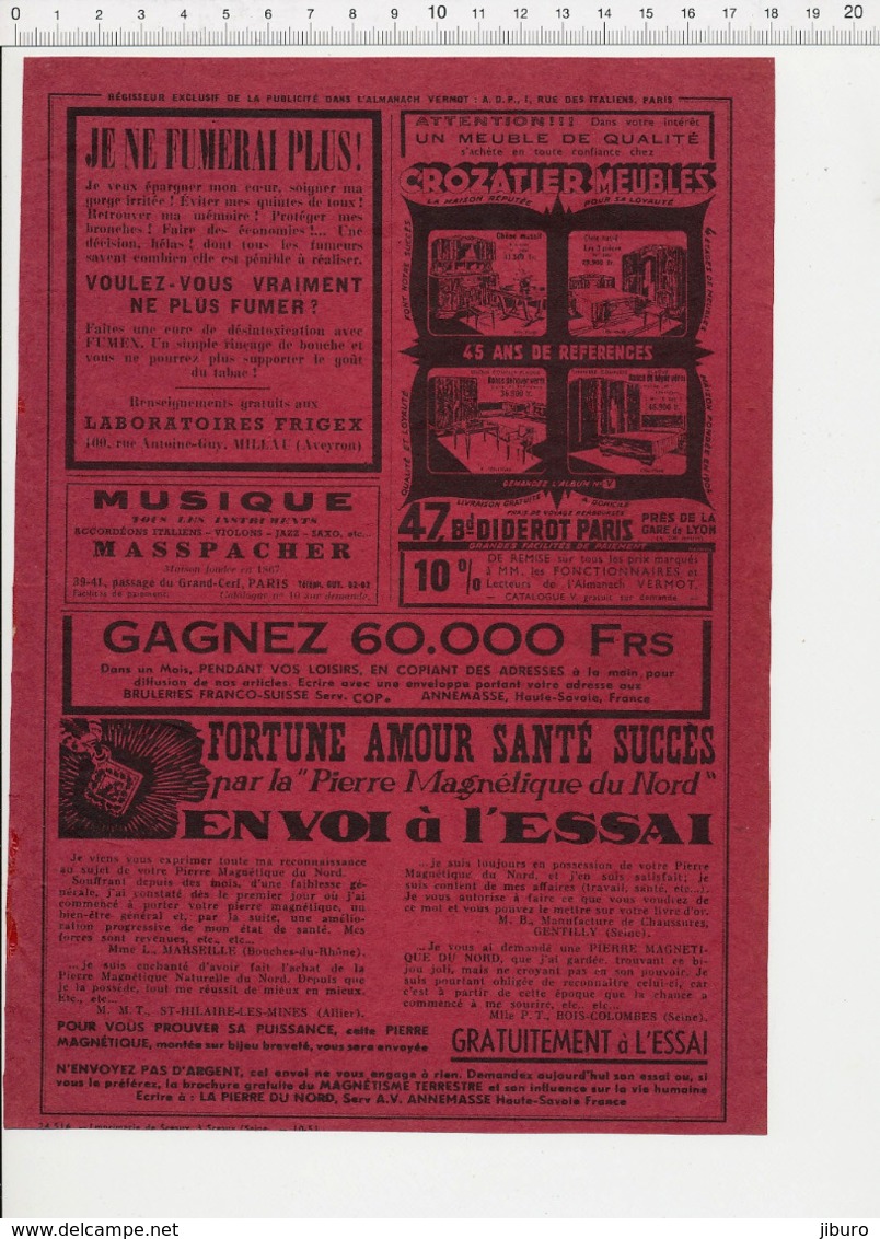 Presse 1952 Publicité 26 X 18 Pub Perrier Pschittchose De Joie ... Meubles Crozatier Boulevard Diderot Paris 226CH12 - Ohne Zuordnung