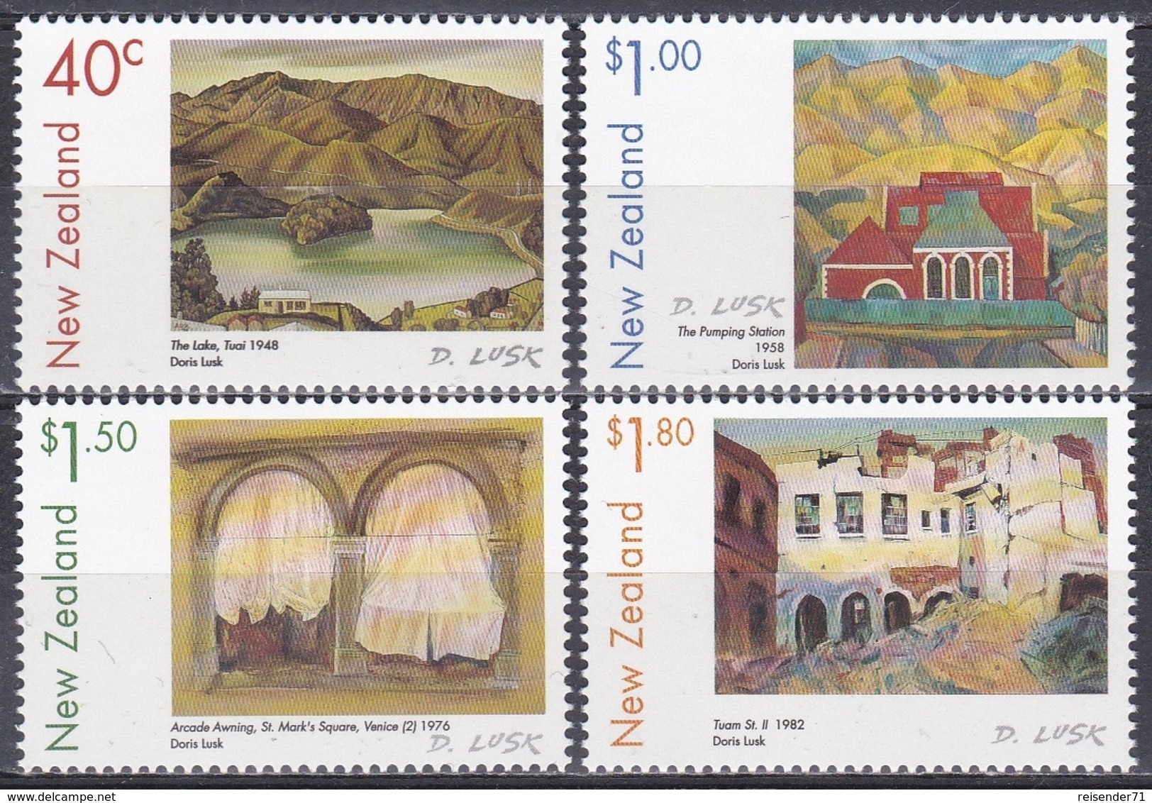 Neuseeland New Zealand 1999 Kunst Arts Kultur Culture Gemälde Paintings Doris Lusk Seen Lakes Venedig, Mi. 1782-5 ** - Unused Stamps