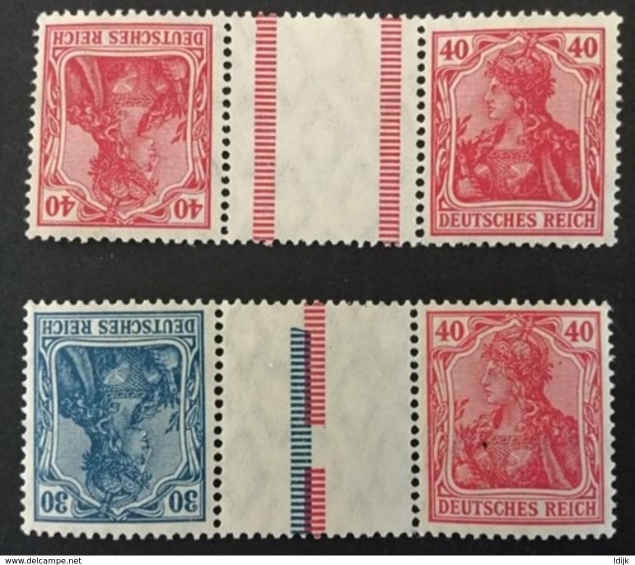 1920 Germania Kehrdruck KZ4 ( Strl Rot Unterbrochen,blau Oben Kurz) + KZ5*) - Zusammendrucke