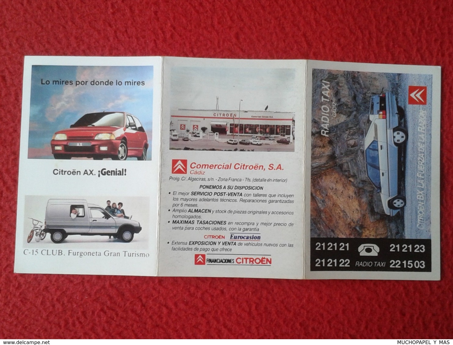 SPAIN ESPAGNE ANTIGUO CALENDARIO 1989 TRÍPTICO CITROEN AX COCHE CAR AUTOMÓVIL AUTO CITROËN BX VOITURE PEQUEÑO BUDA C-15 - Tamaño Pequeño : 1981-90