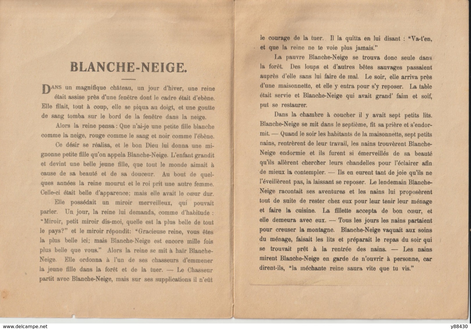 Livret - BLANCHE NEIGE . Textes & Dessins - Imprimerie G . Loewensoha à Fuerth . Allemagne - 10 Pages - 6 Scannes - Non Classés