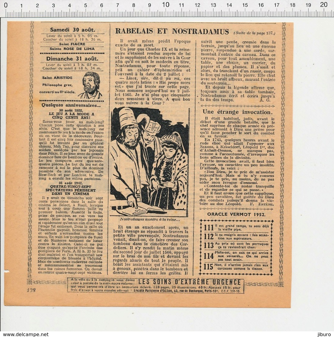 2 Scans Presse 1952 Rabelais Et Nostradamus 226CH12 - Non Classés