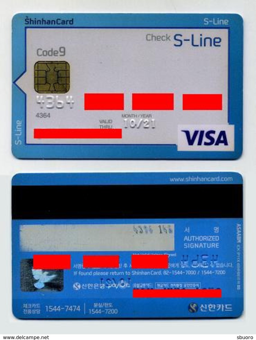 Carte à Puce. VISA Credit Card. Shinhan Bank, South Korea, Corée Du Sud. Check S-Line - Corée Du Sud