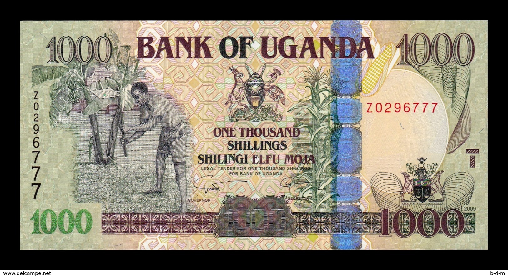 Uganda 1000 Shillings 2009 Pick 43Dr Replacement SC UNC - Uganda