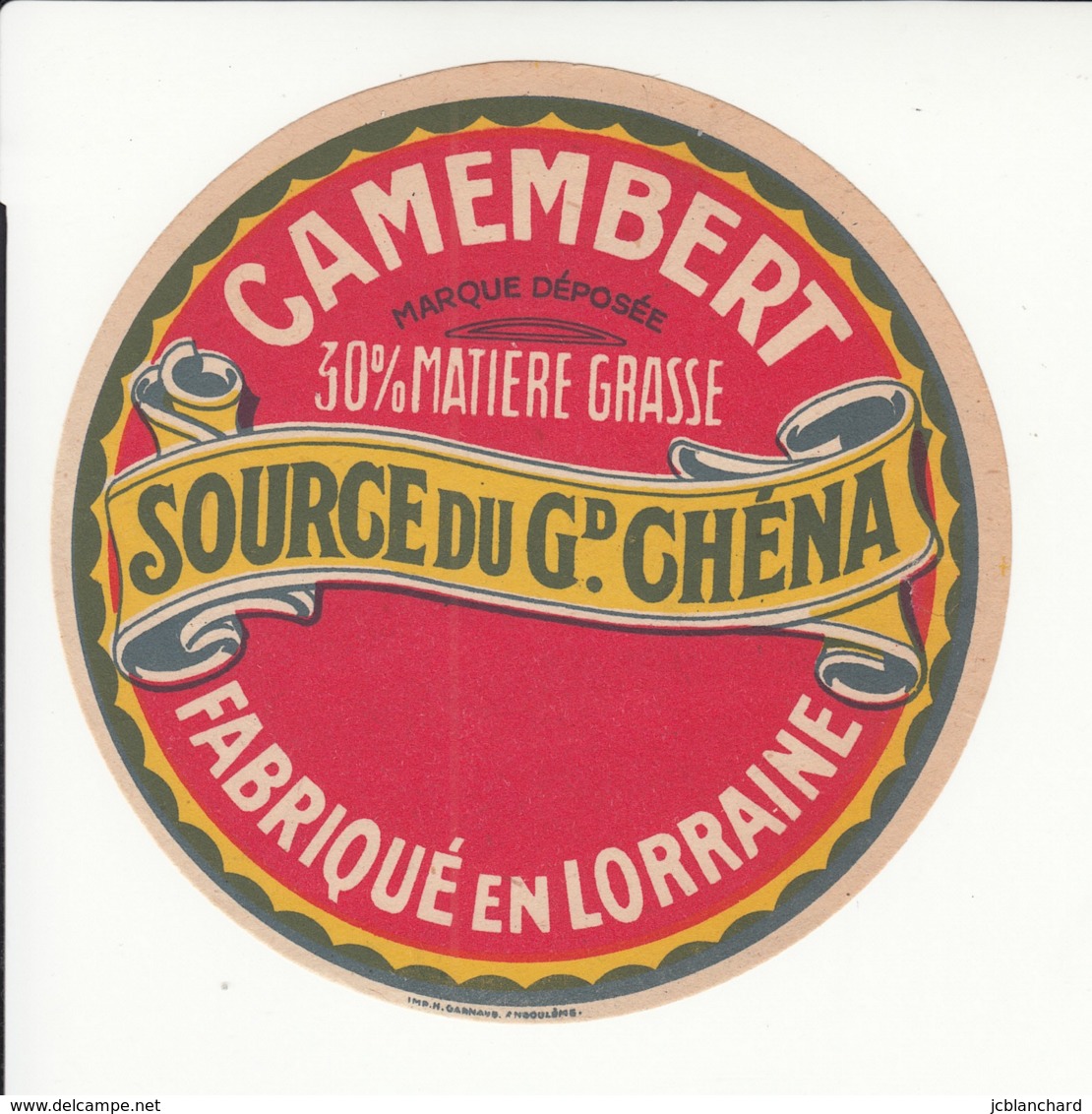 Etiquette De Fromage Camembert - Source Du Grand Chéna. - Fromage