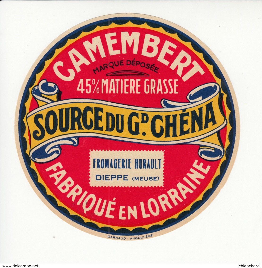 Etiquette De Fromage Camembert - Source Du Grand Chéna - Hurault - Dieppe - Meuse. - Fromage