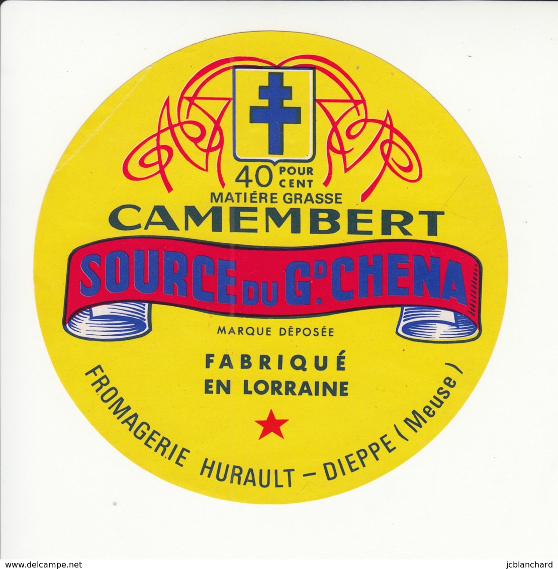 Etiquette De Fromage Camembert - Source Du Grand Chéna - Hurault - Dieppe - Meuse. - Fromage