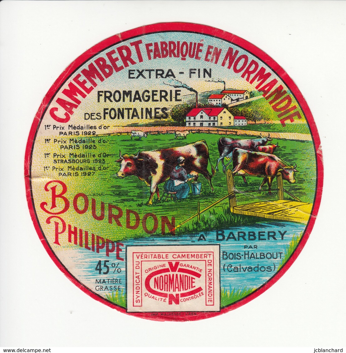 Etiquette De Fromage Camembert - Bourdon Philippe - Barbery - Calvados. - Fromage