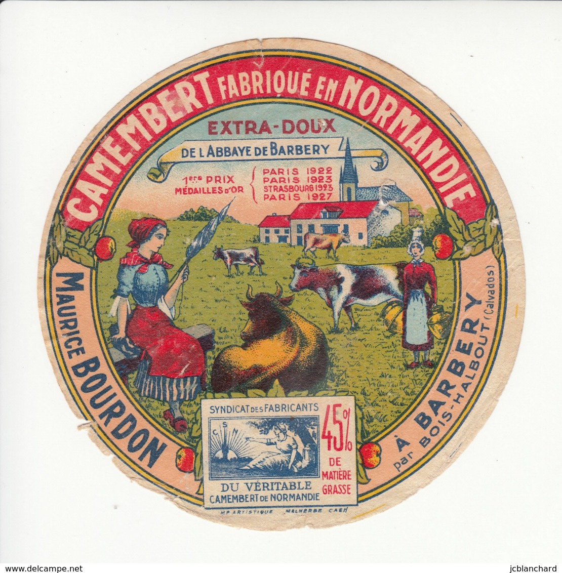 Etiquette De Fromage Camembert - Bourdon - Barbery - Calvados. - Fromage