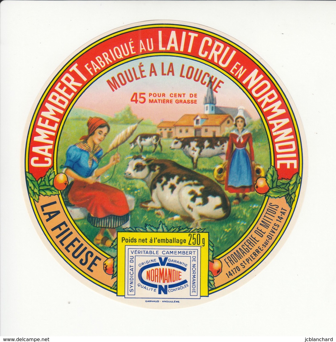 Etiquette De Fromage Camembert - La Fileuse - Mittois - St Pierre Sur Dives - Calvados. - Fromage