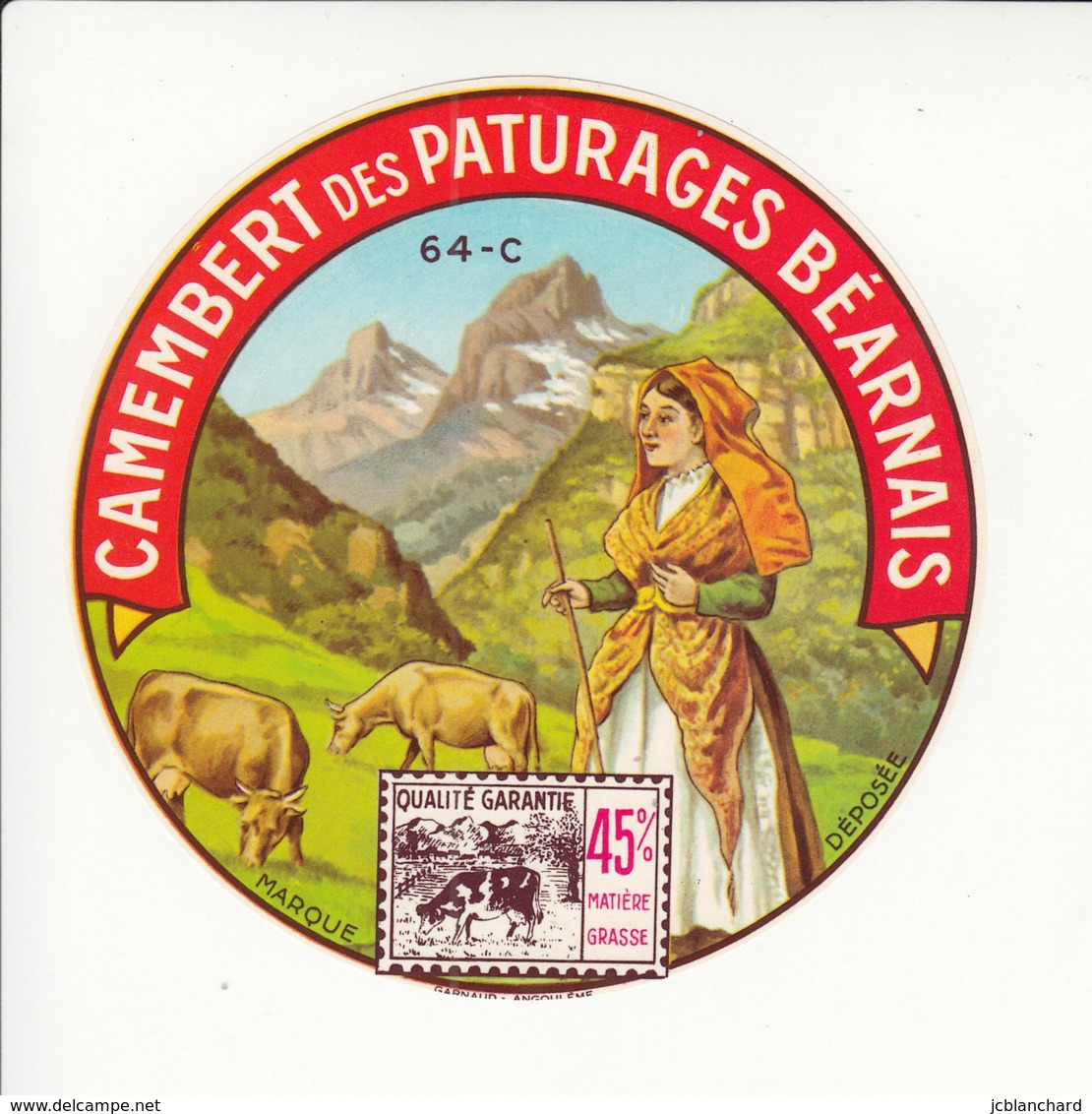 Etiquette De Fromage Camembert Des Paturages Du Béarnais. - Fromage