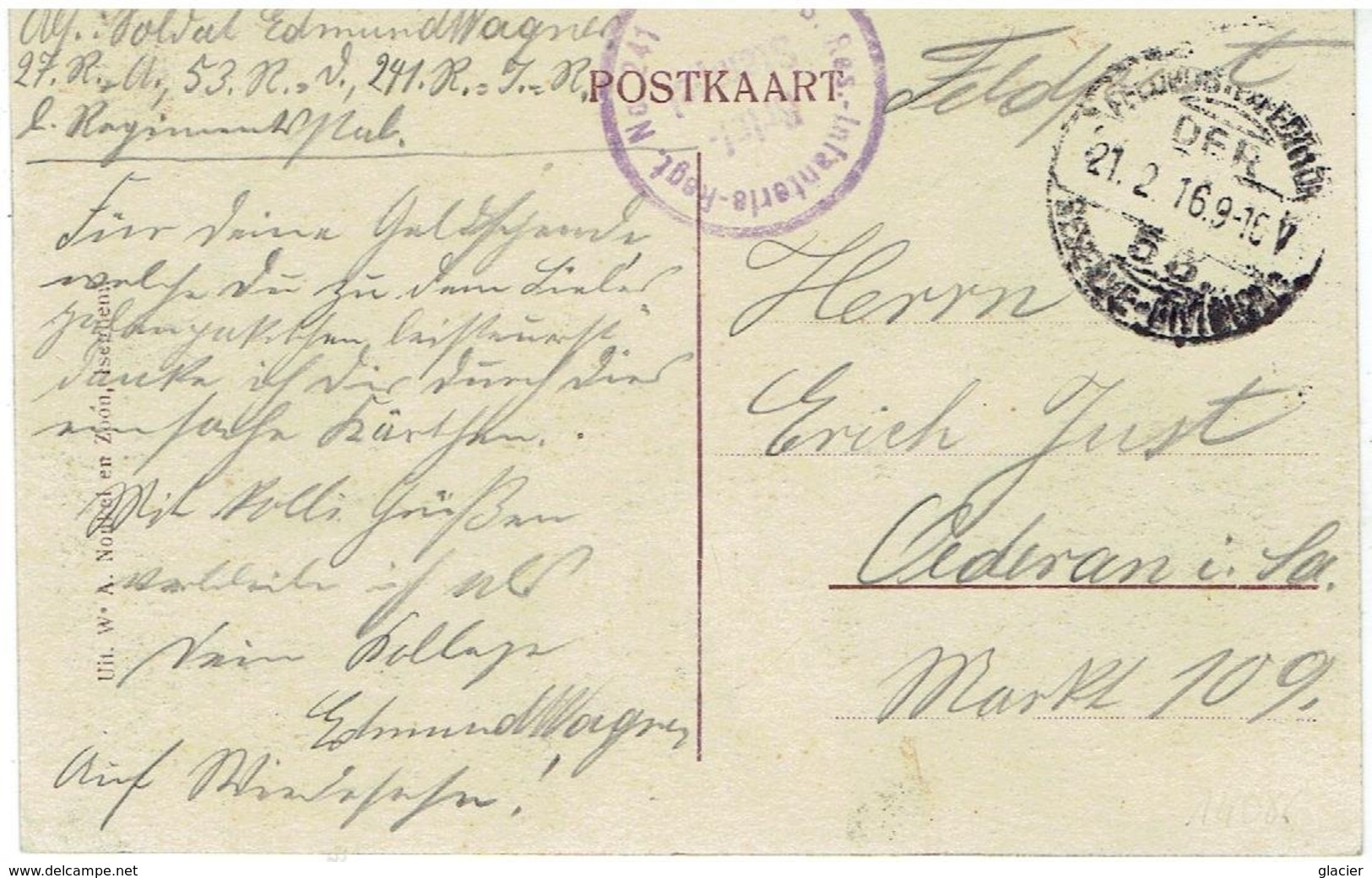 ISEGHEM - Kortrijksche Baan - Duitse Feldpost 1916 - Kortemark