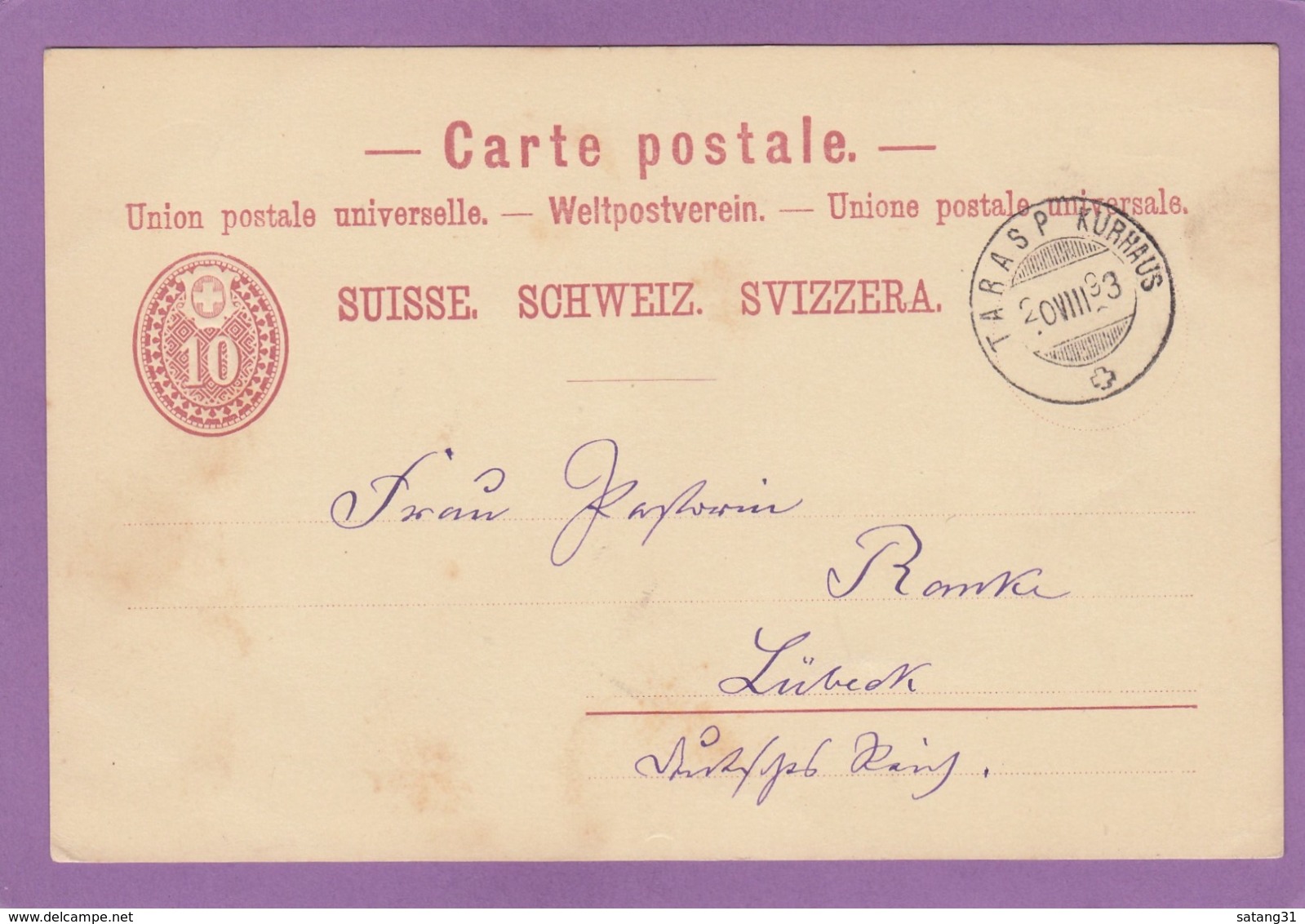 GANZSACHE MIT STEMPEL "TARASP KURHAUS". - Entiers Postaux