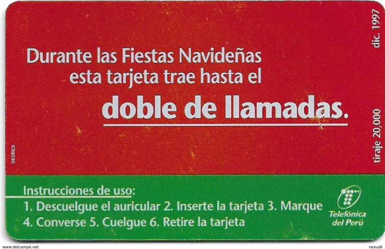 Peru - Telefónica - Navidad Christmas '97, 12Sol, 20.000ex, Used - Peru