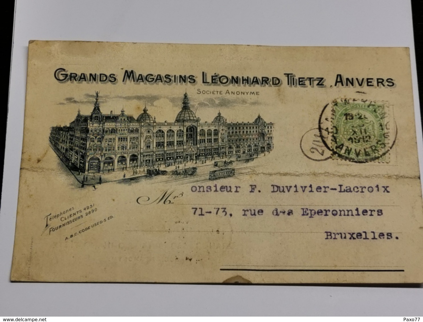 Grands Magasins Leonhard Tietz, Anvers 1912 - Antwerpen