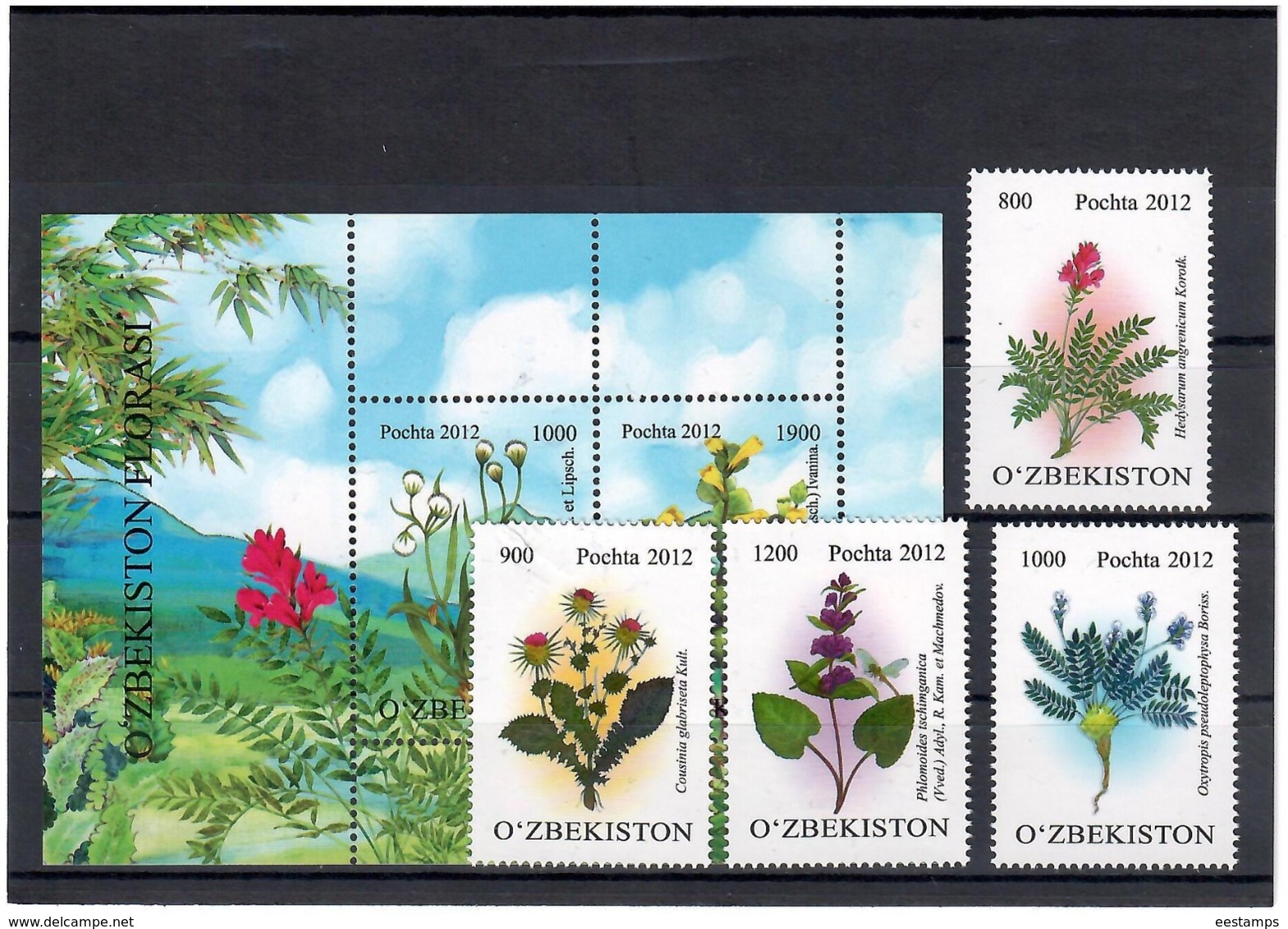 Uzbekistan 2012 .Flora. 4v+S/S Of 2v; 800,900,1000,1200+1000/1900.  Michel # 1007-10 + BL 62 - Ouzbékistan