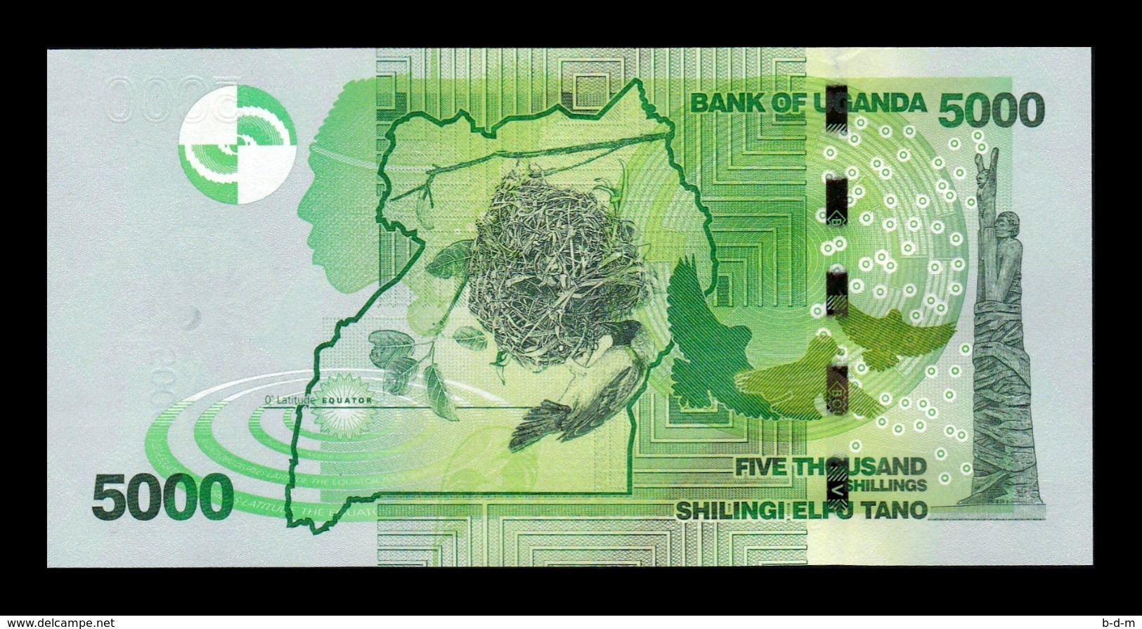 Uganda 5000 Shillings 2015 Pick 51d SC UNC - Uganda