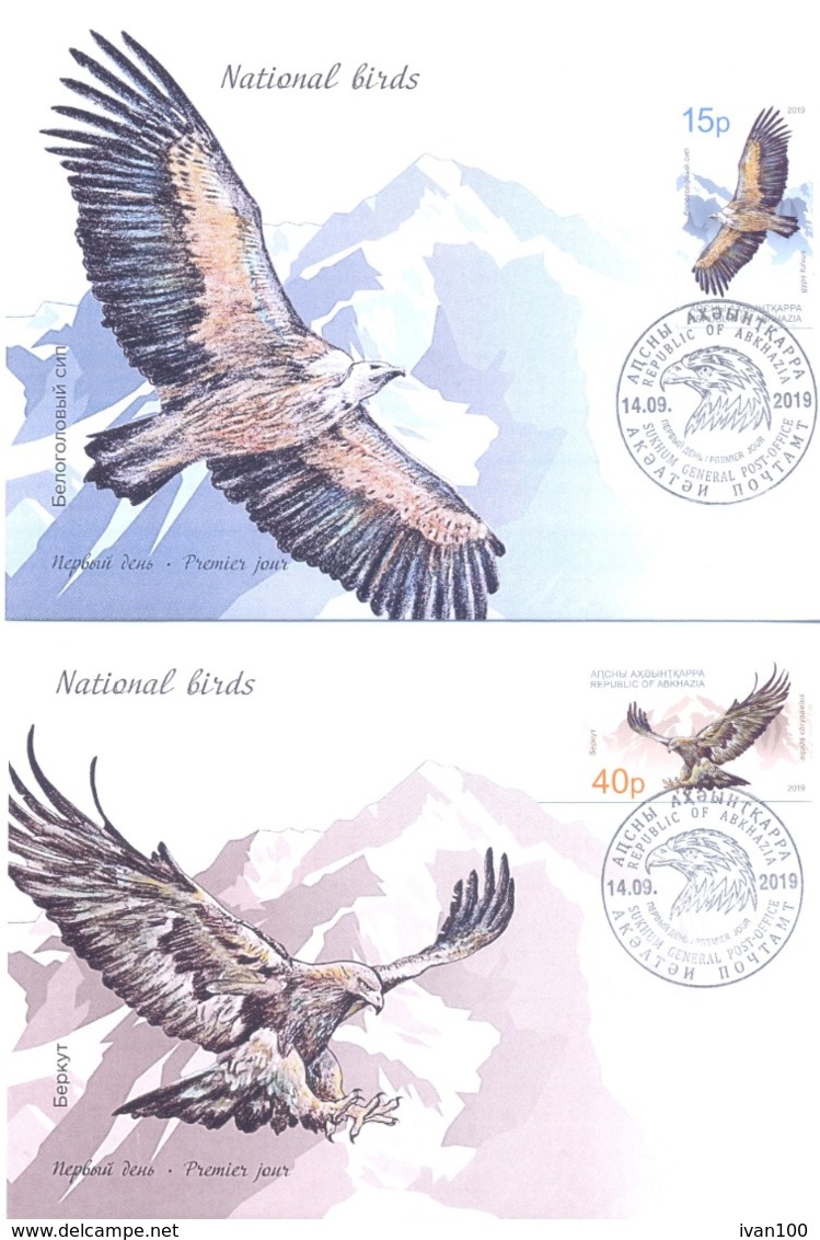 2019. Russia, Abkhazia,  National Birds, Bird Of The Year, 2  FDC With Imperforated Stamps, Mint/** - Nuovi