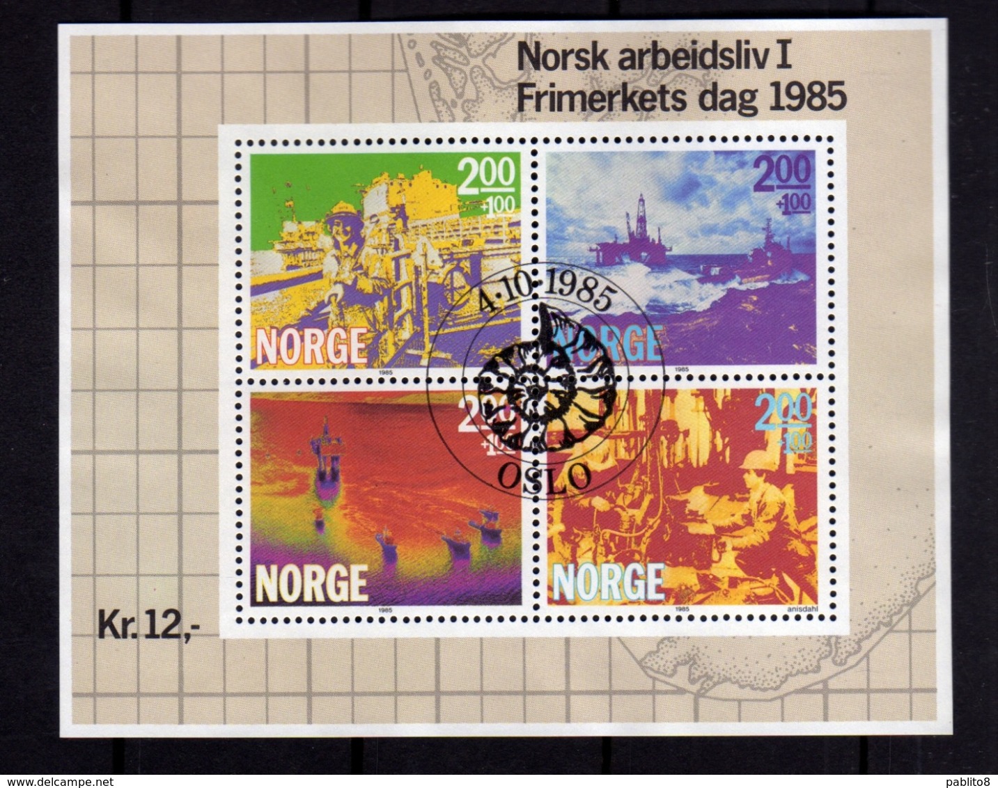 NORWAY NORGE NORVEGIA NORVEGE 1985 STAMP DAY BLOCCO FOGLIETTO BLOCK SHEET FIRST DAY CANCEL FDC - Blocchi & Foglietti