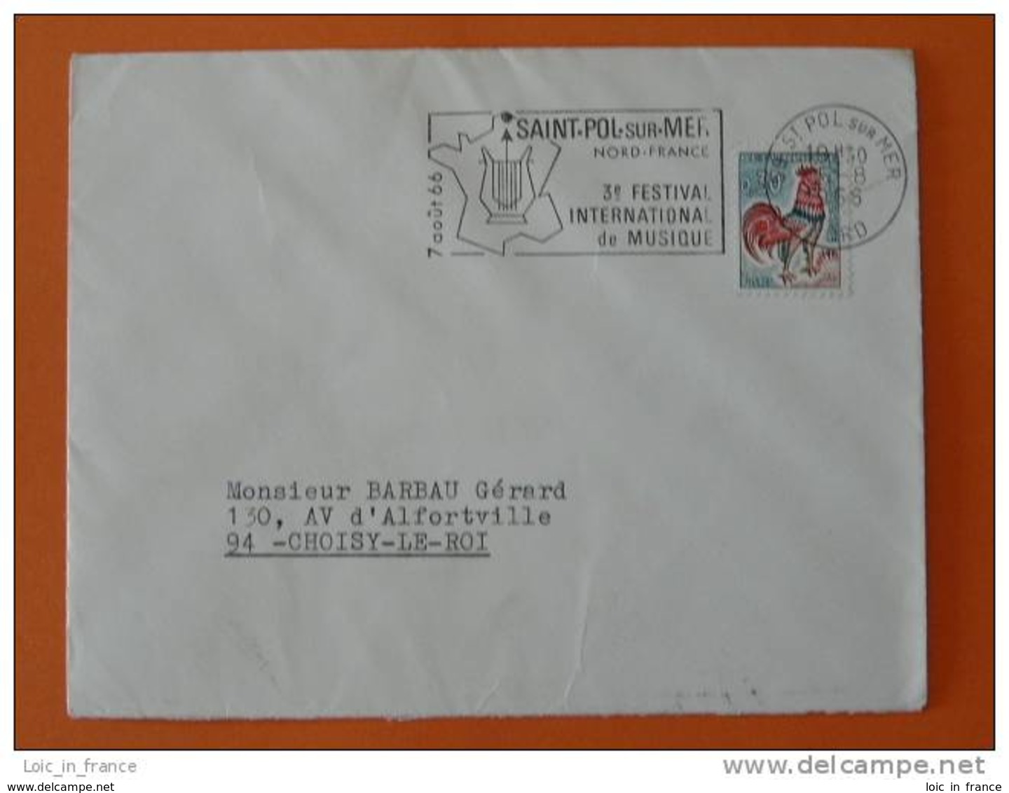 Flamme Postmark Festival Musique 1966 Harpe Arp St Pol Sur Mer Nord - Musique