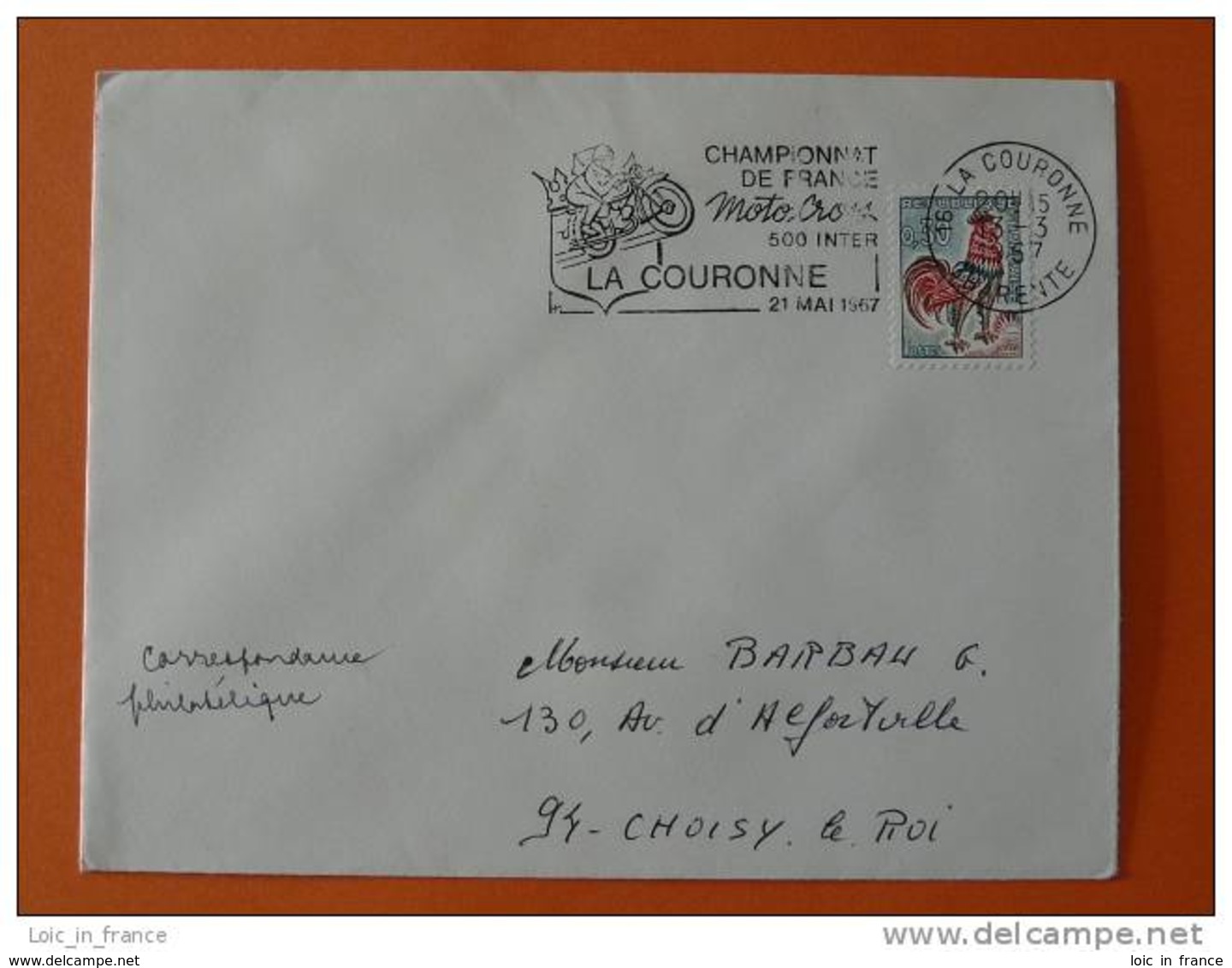 Flamme Postmark Motocross 1967 La Couronne Charente - Motorbikes