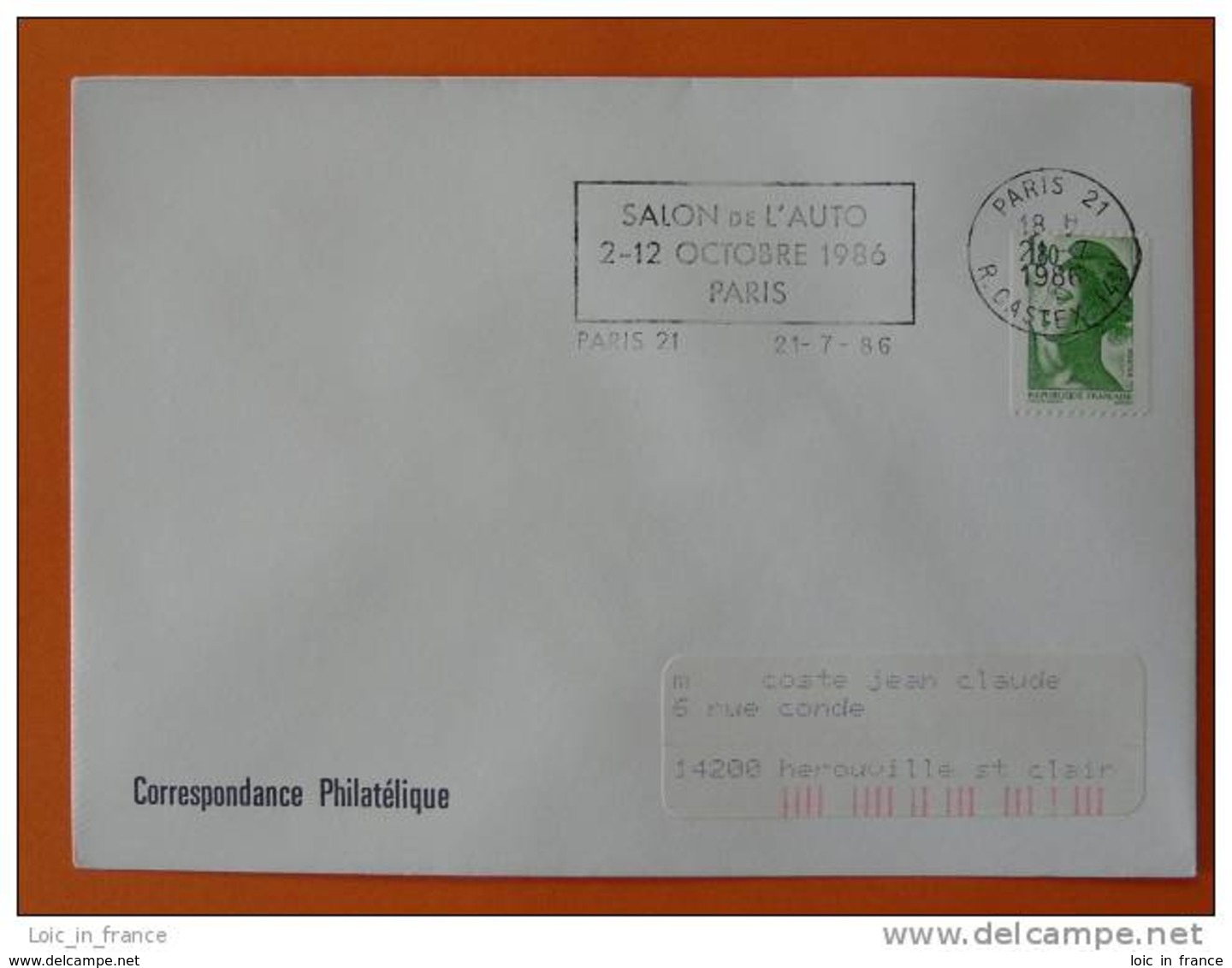 Flamme Postmark Salon De L'auto 1986 Paris 21 - Oblitérations Mécaniques (flammes)