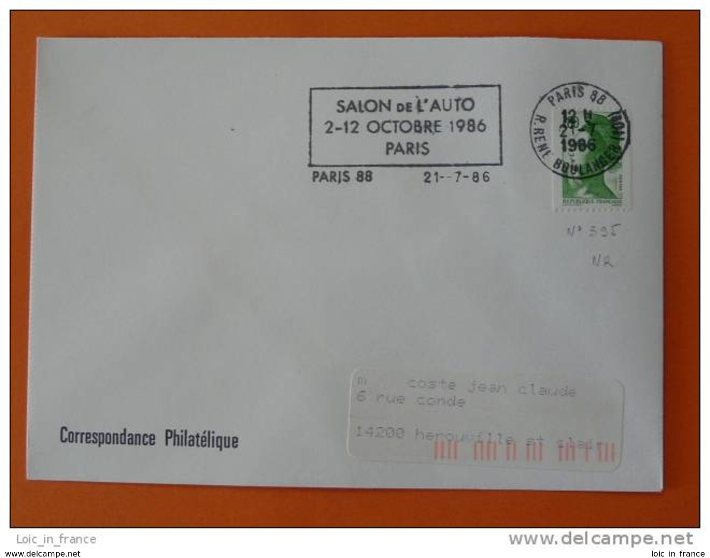 Flamme Postmark Salon De L'auto 1986 Paris 88 - Oblitérations Mécaniques (flammes)