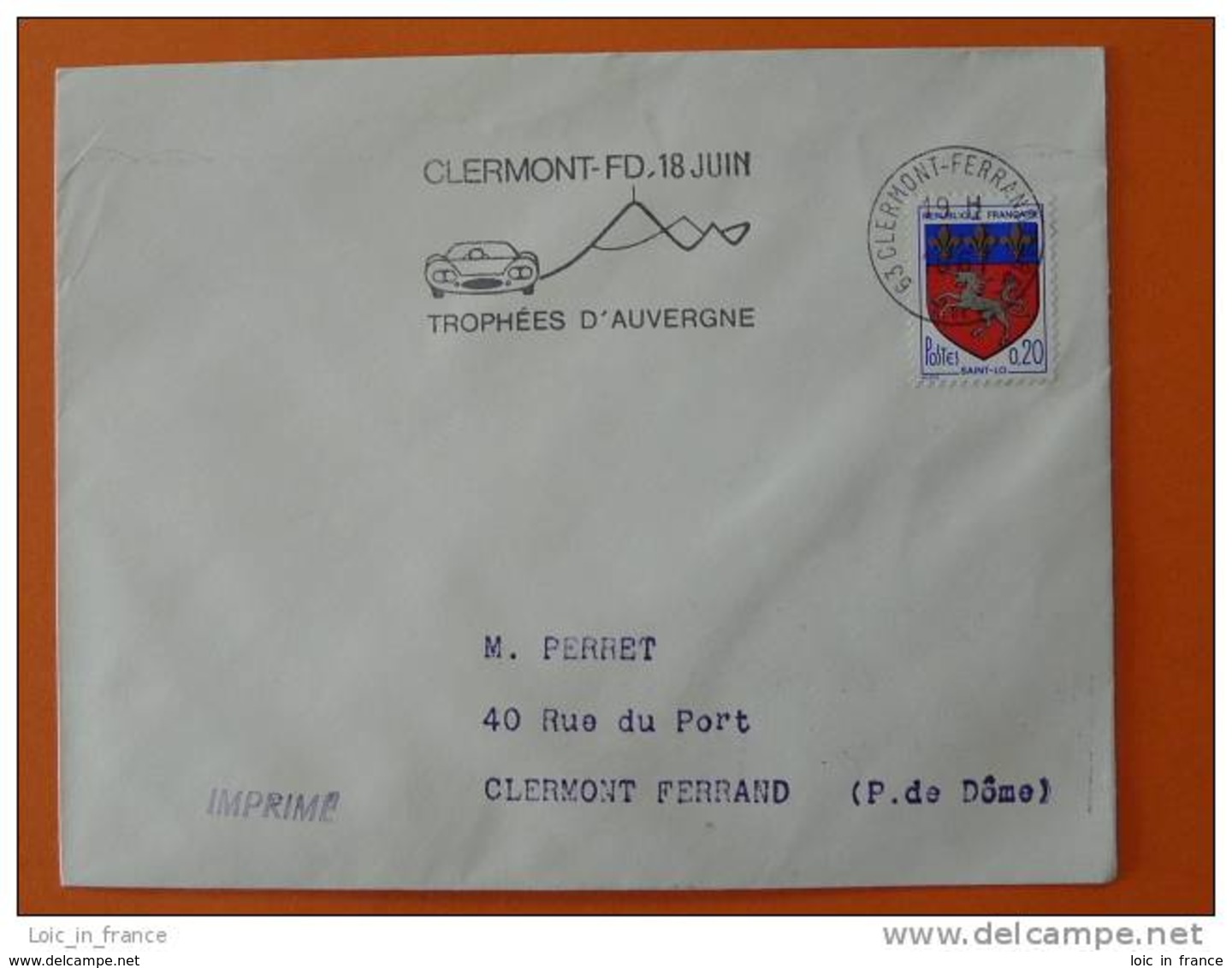 Flamme Postmark Trophees D'Auvergne 1967 Car Race Clermont Ferrand Puy De Dome - Oblitérations Mécaniques (flammes)