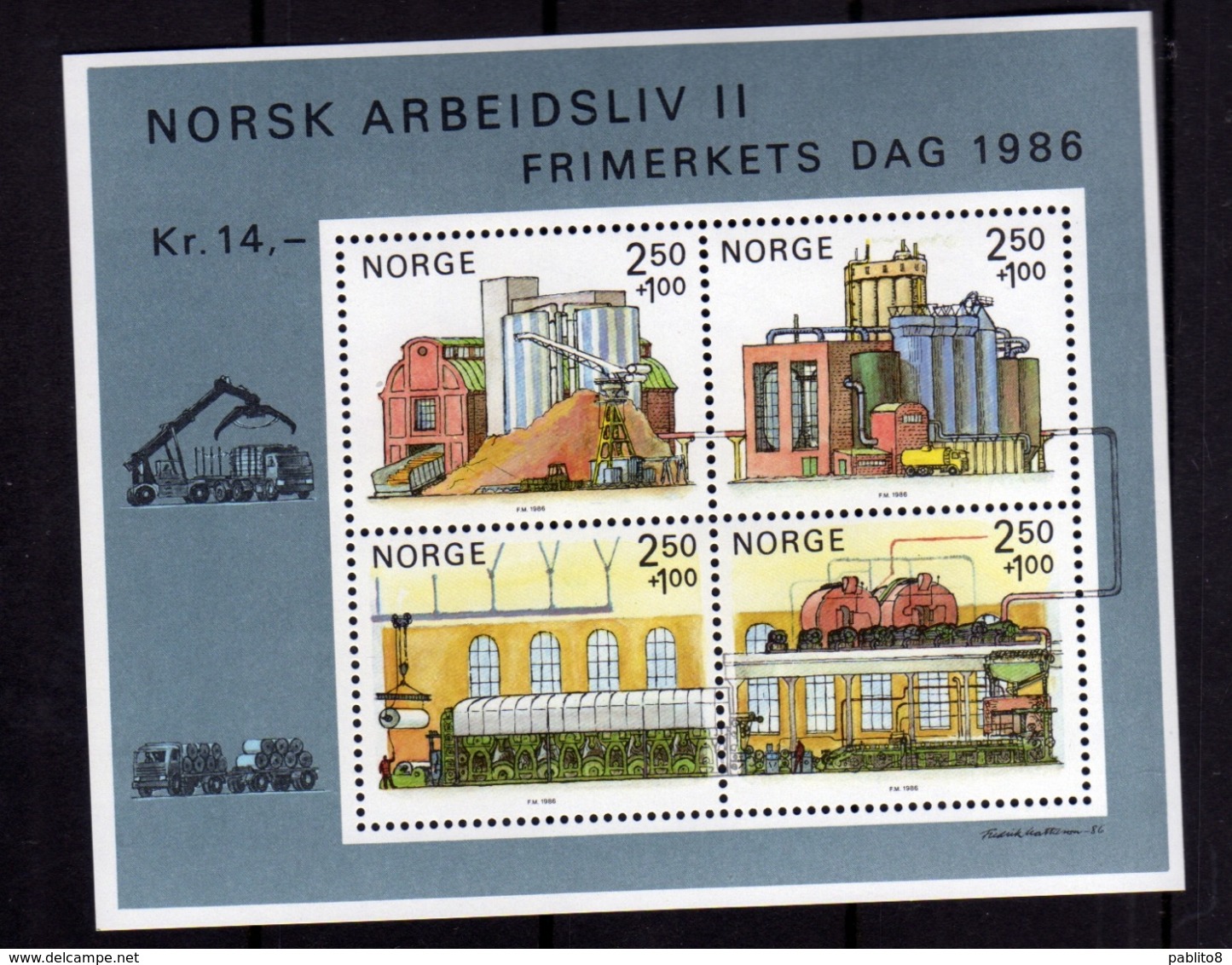 NORWAY NORGE NORVEGIA NORVEGE 1986 STAMP DAY BLOCCO FOGLIETTO BLOCK SHEET FIRST DAY CANCEL FDC - Blocchi & Foglietti