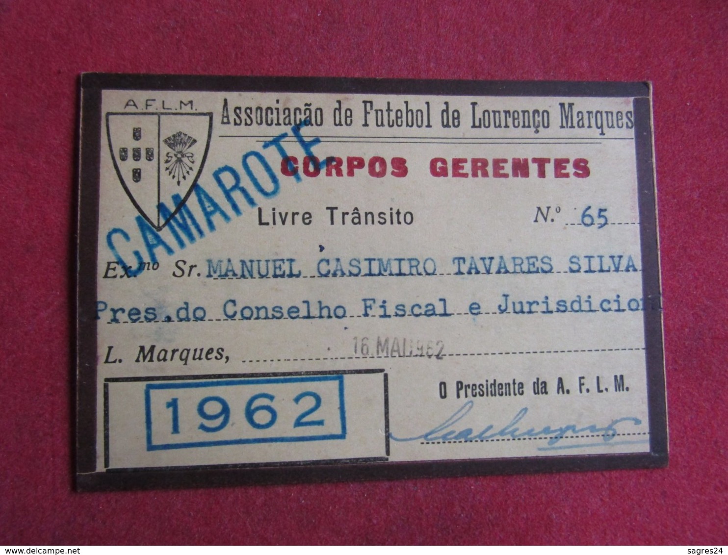 Mozanbique - Moçambique - Association De Football De Lourenço Marques - Associação De Futebol De Lourenço Marques 1962 - Tickets D'entrée