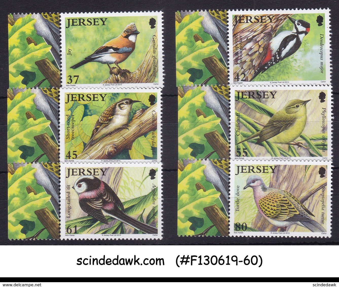 JERSEY - 2010 WOODLAND BIRDS - 6V - MINT NH - Jersey