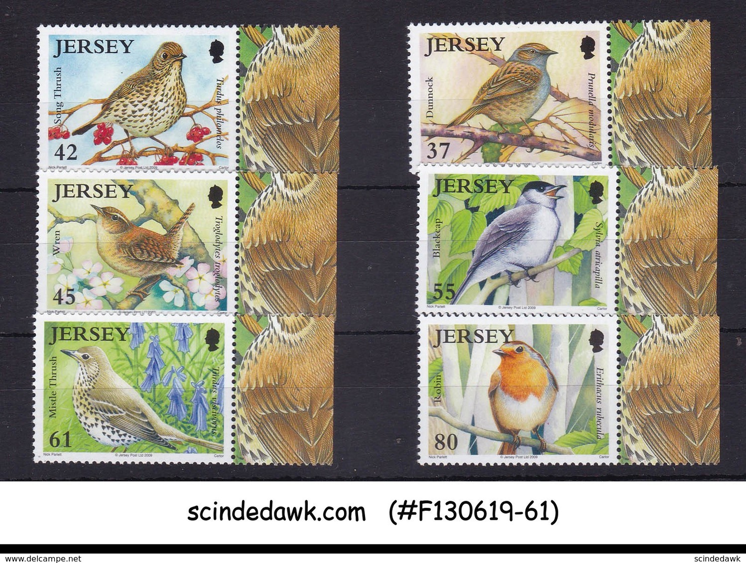 JERSEY - 2009 BIRDS / BIRDLIFE - 6V - WITH TABS MINT NH - Other & Unclassified